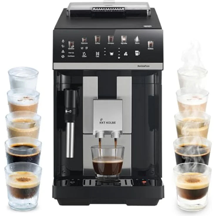 KKT KOLBE Kaffeevollautomat Barista Pure, 15 Bar, 7-stufiges Mahlwerk, Touchscreen, 2-Tassen Funktion, Milchschaumdüse, ColdBrew, Schwarz Silber – Bild 1