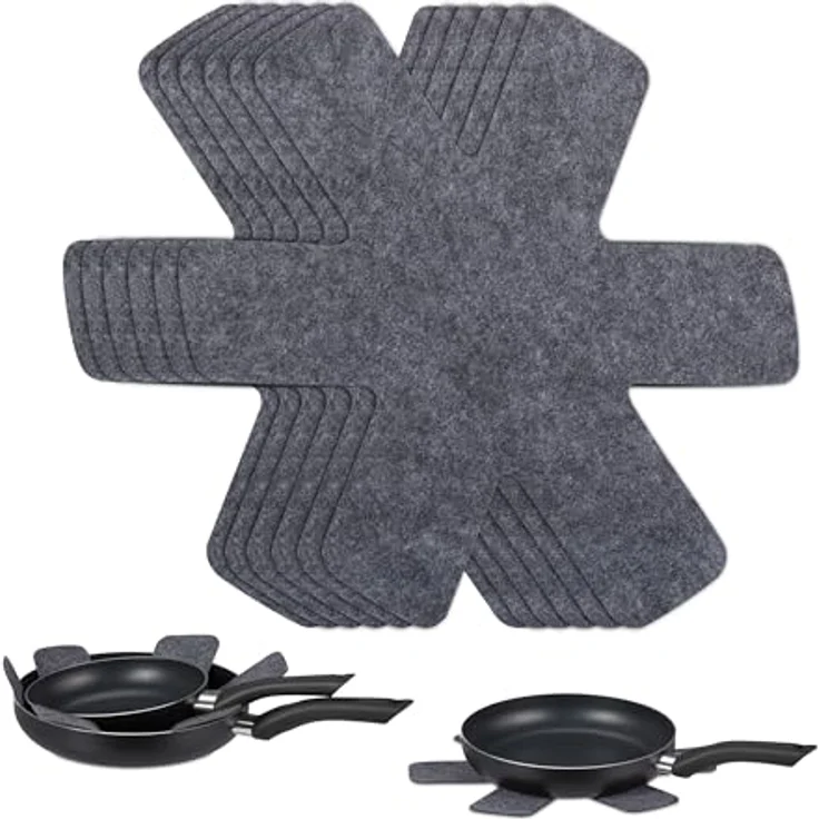 Relaxdays Pfannenschoner 8er Set, Filz Pfannenschutz 38 x 30 cm, zuschneidbar, grau – Bild 1