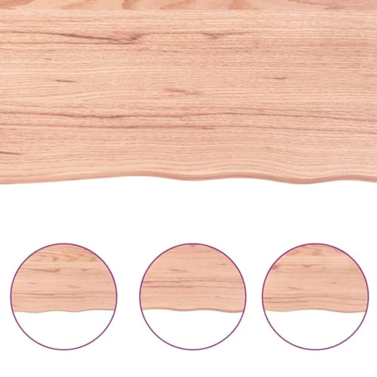 vidaXL Schneidebrett Waschtischplatte Hellbraun 40x50x(2-4) cm Massivholz Behandelt, Oak Wood, Handgefertigt mit Naturkante – Bild 6