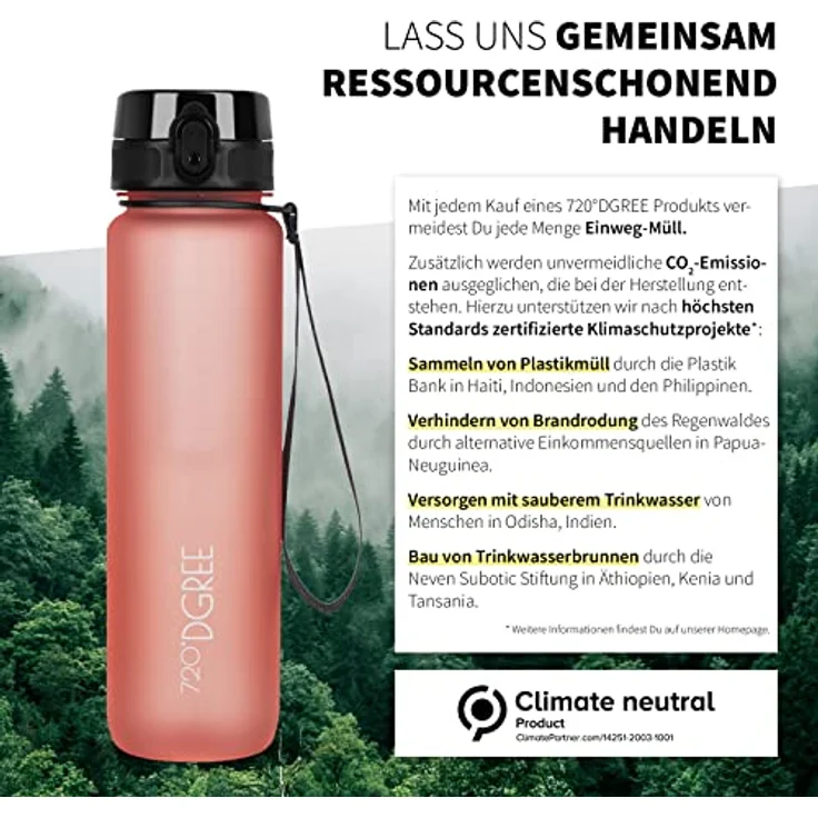 Trinkflasche Wasserflasche Fruchteinsatz 0,65L - BPA-Frei uberBottle 720 DGREE flamingo pink – Bild 5