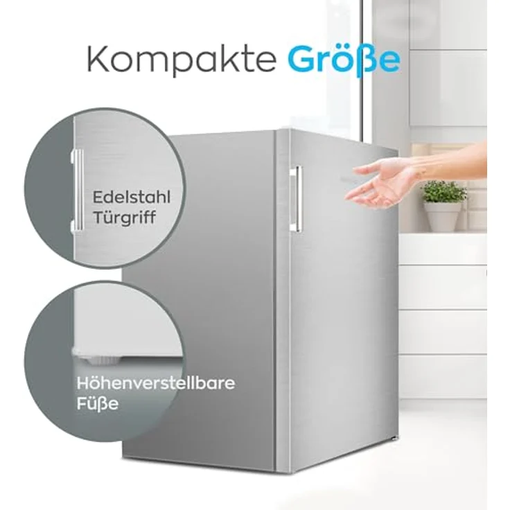 Heinrich´s HEINRICHS Getränkekühlschrank 120L leise: 40db mit Gefrierfach(13L) Mini-Bar; Tisch-Kühlschrank; perfekt für Büro Camping Garten Outdoor, inox – Bild 3