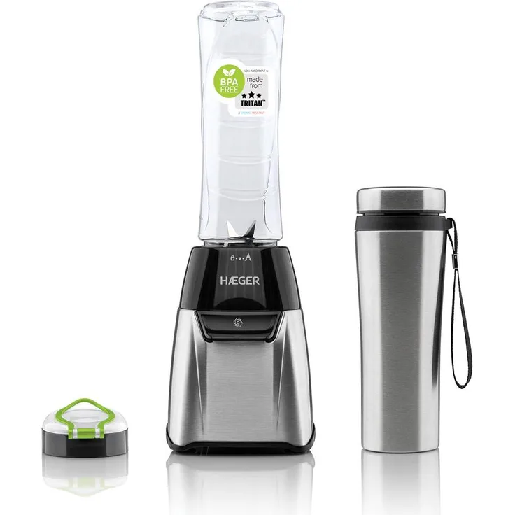Haeger LQ-350.008A, Standmixer mit 350 Watt, BPA-freiem 0,6 l Behälter und Edelstahlklingen, Grau