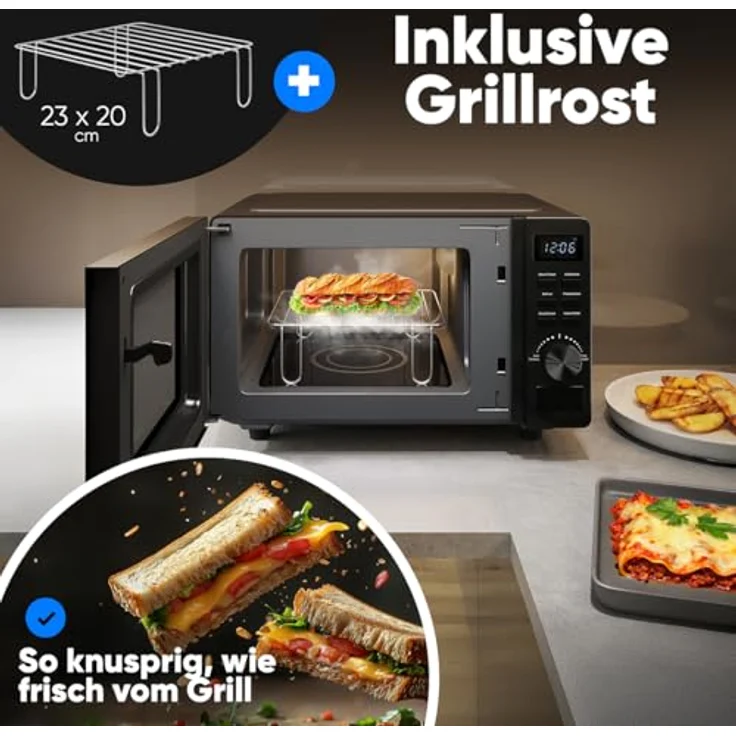 ProfiCook Mikrowelle mit Grill 20L ohne Drehteller, schwarz mit Timer + Auftaufunktion 1150W - PC MWG 1278 – Bild 4
