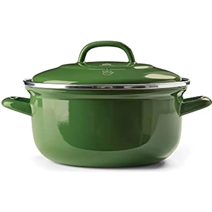BK Indigo Holländisches Erbe Runde Deutsche Emaillierte Kasserolle mit Deckel mit PFAS-Freier Keramischer Antihaftbeschichtung, 22 cm/3,3 Liter, Induktion, Spülmaschinenfest, Backofenfest, Grün – Bild 1