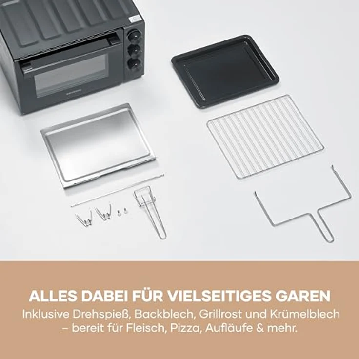 Severin TO 9020 Minibackofen, elektrisch mit Grillfunktion, 1600 W, schwarz – Bild 9