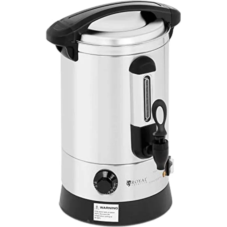 Royal Catering Wasserkocher  Edelstahl 6,5 Liter Doppelwandig 1500 W Warmhaltefunktion, Wasserkocher, Blau, Gelb, Schwarz