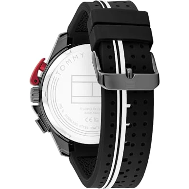 Tommy Hilfiger Chronograph Quarz Uhr für Herren, Schwarzes Silikonarmband mit 46-mm-Gehäuse und 5 ATM Wasserdichtigkeit - 1792168 – Bild 3