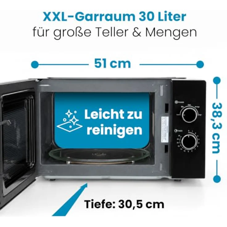 ProfiCook® Mikrowelle PC MW 1354, 30 L XXL-Garraum, 950W Leistung, großer 31,5 cm Drehteller, 5 Leistungsstufen – Bild 3