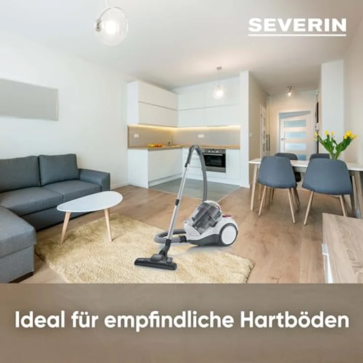 Severin CY 7088 Bodenstaubsauger, 750 Watt, beutellos, HEPA-Filter H13, weiß-grau – Bild 3