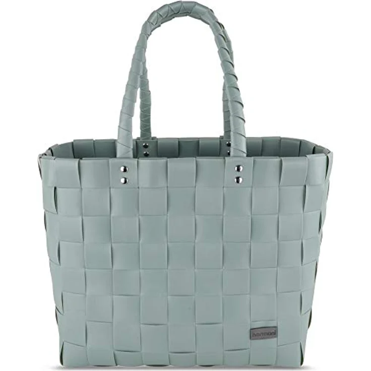 normani Einkaufstasche geflochten mit Henkeln, Tragetasche extra robust aus 70 % recyceltem Material, 20 Liter Volumen, Farbe Mint – Bild 1