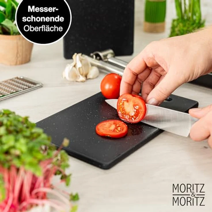 Moritz & Moritz 2tlg Schneidebrett Kunststoff Set in Granit Optik - 25 x 15 cm - Frühstücksbrettchen - Schneidebrett Set hygienisch und spülmaschinenfest – Bild 4