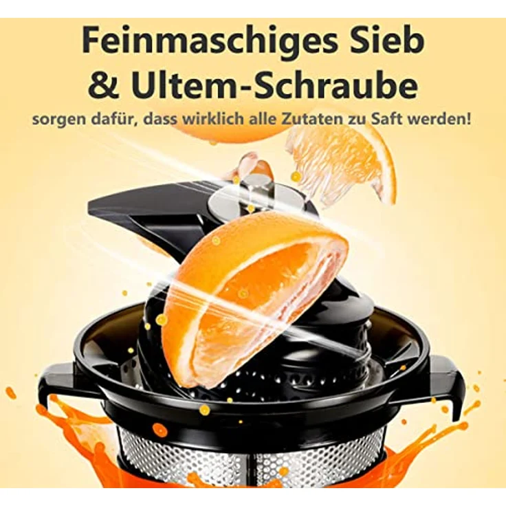 HUROM | Slow Juicer | Entsafter Gemüse und Obst | H320N | Elektrische Kaltpresse | Ruhiger Motor | Leicht zu Reinigen | mit Großem Behälter und Siebfilter | 2l | 200 Watt | BPA Frei | Titangrau – Bild 2
