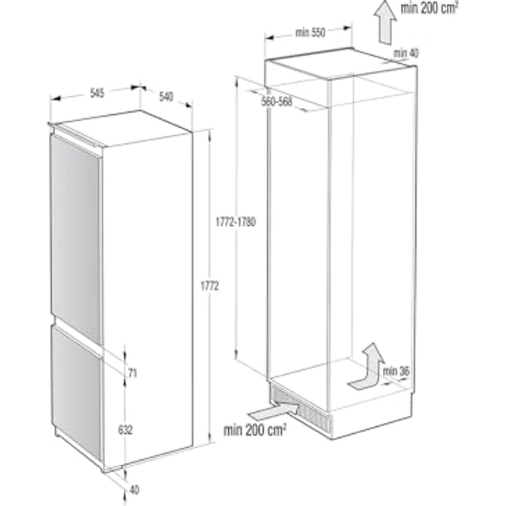 Gorenje NRKI 418 EP 1 Kühl-Gefrierkombination, Einbau, NoFrost, Breite 54 cm, Energieklasse E – Bild 4