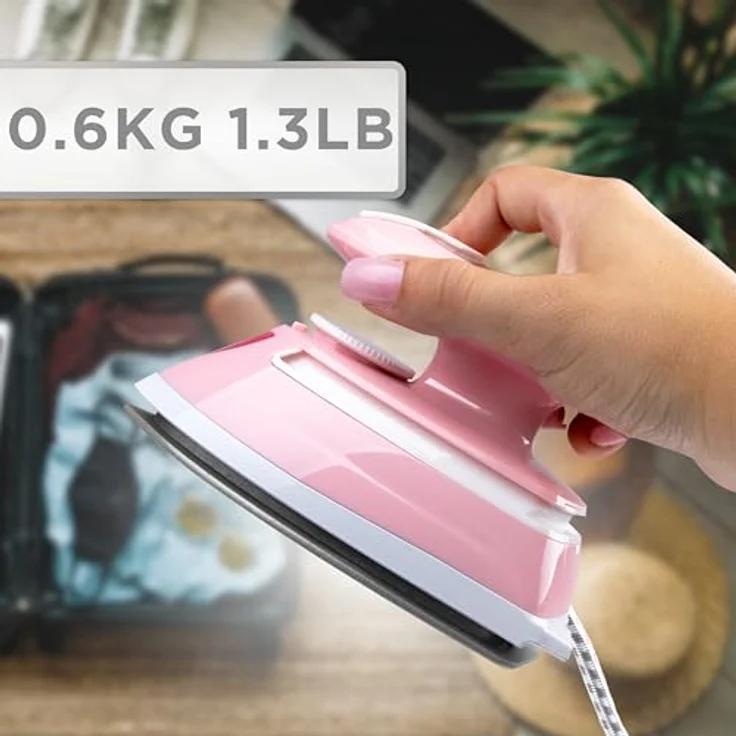 Duronic SI4 PW Mini Reise-Dampfbügeleisen, 420W mit variabler Temperaturregelung und 30 ml Wassertank, Pink-Weiß – Bild 5