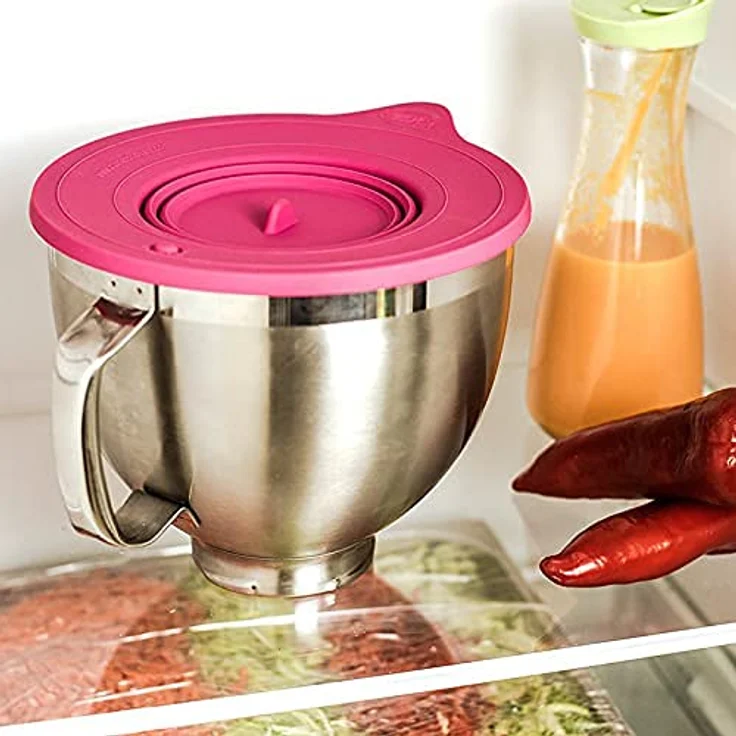 Frischhaltedeckel Überzieher Rührschüssel Silikon Deckel spülmaschinenfest | Zubehör Kompatibel mit KitchenAid* Rührschüsseldeckel mit Airlock-Ventil für 3l 4,3l 4,8l Schüssel Kochen Backen – Bild 5