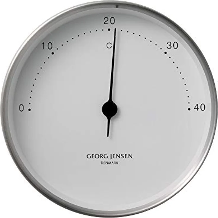 Georg Jensen Koppel Thermometer 10 cm, Edelstahl mit weißem Ziffernblatt – Bild 1