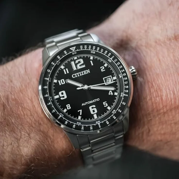 Citizen Herrenuhr Mechanisch NJ0190-51X, Edelstahlgehäuse mit schwarzem Zifferblatt und automatischem Uhrwerk – Bild 5