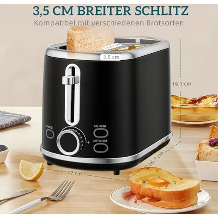 HOMCOM Wasserkocher-Toaster-Set, 1.7L mit Memory-Funktion, 2200W, LED-Display, Schwarz – Bild 4