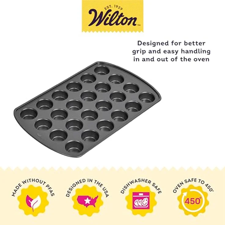 Wilton Perfect Results Premium Non-Stick Mini Muffin and Cupcake Pan, 24-Cup – Bild 2