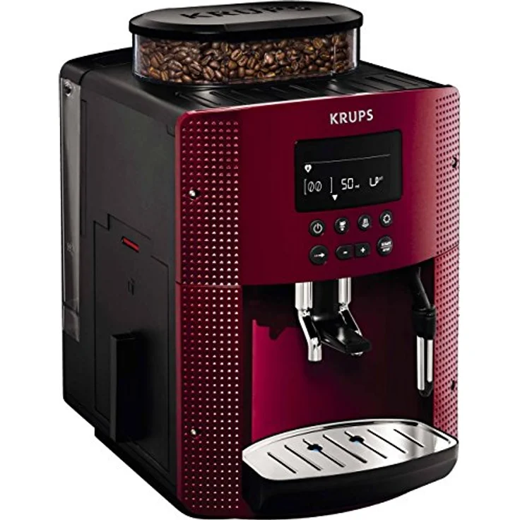 Krups Kaffeevollautomat EA8155, Kompaktes Design mit Metall-Brühgruppe, rot – Bild 2