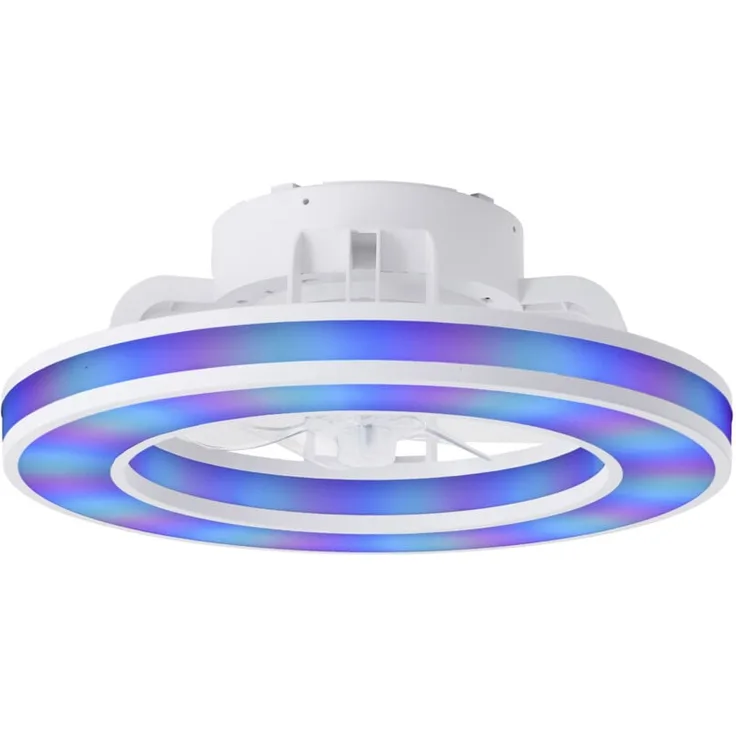 Brilliant LED Deckenleuchte Mondello, 42 cm, 26 W, weiß, mit integrierten Ventilator und RGB-Farbsteuerung, dimmbar