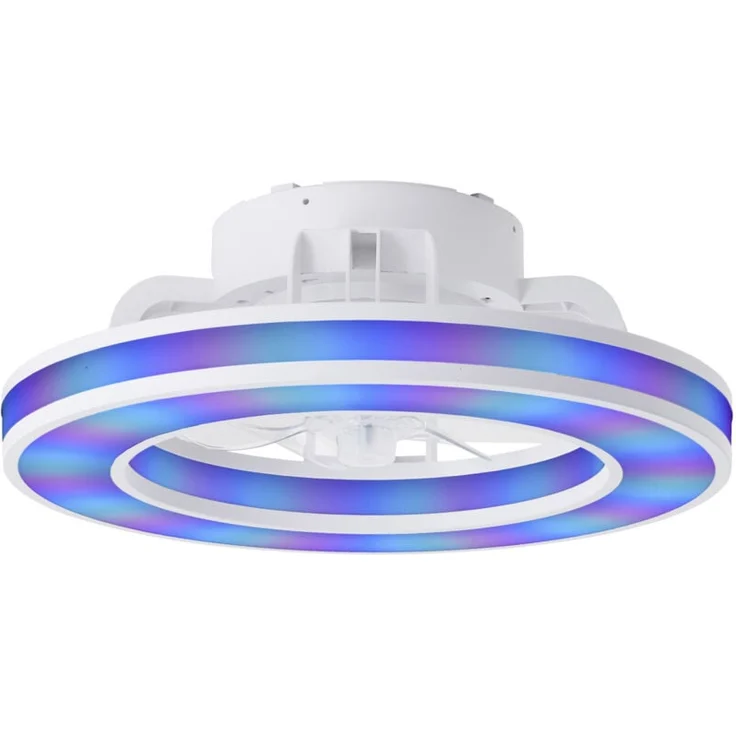 Brilliant LED Deckenleuchte Mondello, 42 cm, 26 W, weiß, mit integrierten Ventilator und RGB-Farbsteuerung, dimmbar