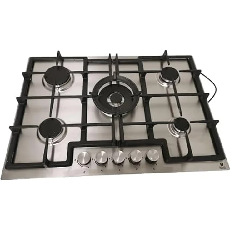 Gasline GAG75INX Gaskochfeld 75cm Edelstahl, 5 Brenner, LPG/ERGAS, schwarzer Topfträger – Bild 1