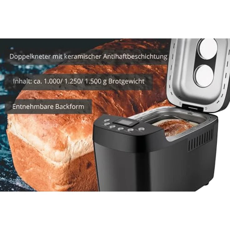 Unold Backmeister Big Black Brotbackautomat, 850W, 15 Backprogramme, 3 Bräunungsgrade, Kunststoff, schwarz – Bild 4