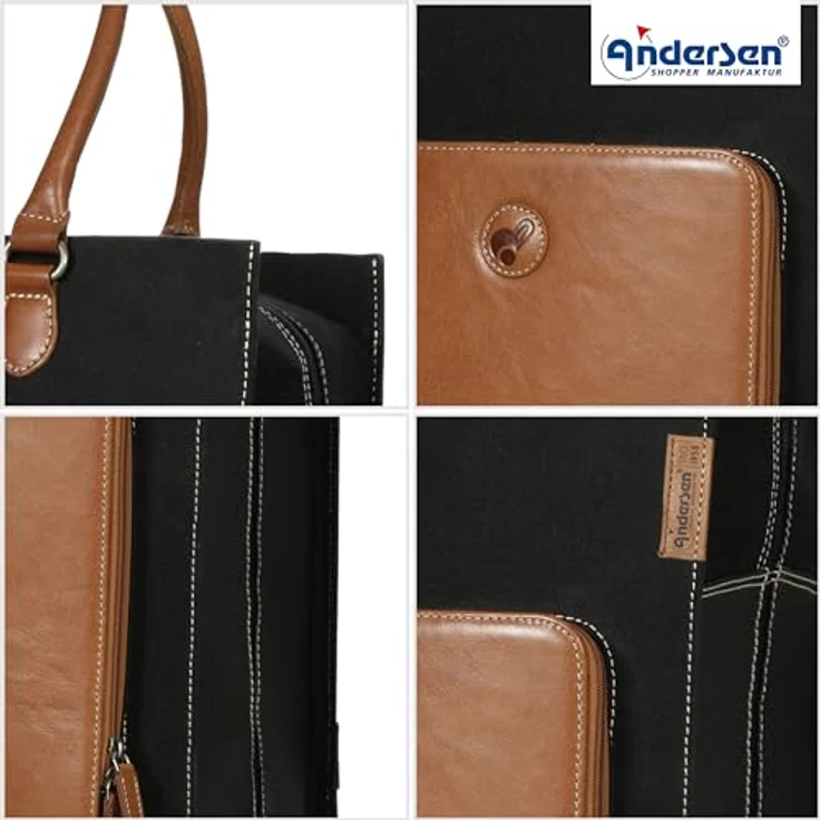 Andersen Shopper Royal Shopper Charu Einkaufstrolley, 57 cm, braun, 100% Baumwolle, praktische Einkaufstasche – Bild 5