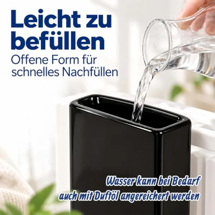 relaxdays Luftbefeuchter Heizung 4er Set, passive Verdunstungsbefeuchtung, 0.4 l Wassertank, schwarz – Bild 8