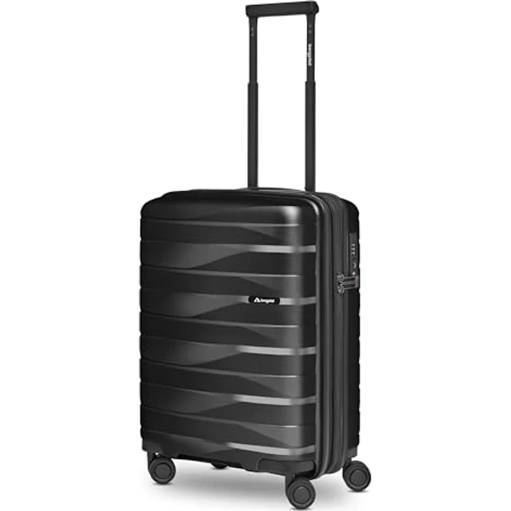 Bergpfeil Kleiner Hartschalen Kabinen-Koffer | Cabin-Trolley 40 x 22 x 55 cm aus Polypropylen in Schwarz | Leichter Unisex Koffer mit Doppelrollen & TSA-Schloss – Bild 1