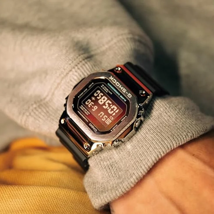 Casio G-Shock G-Steel Herrenuhr Schwarz/Regenbogen GM-5600RW-1ER, Edelstahlgehäuse, schwarzes Kunststoffarmband – Bild 7
