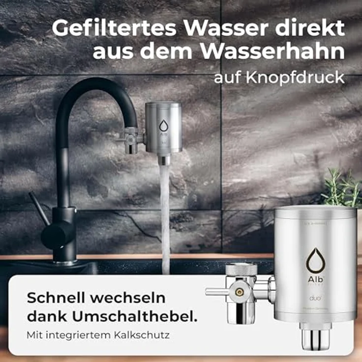 Alb Filter Duo Active Plus+, Wasserfilter für Wasserhahn mit fortschrittlicher Filtertechnologie und Umschalthebel für gefiltertes Wasser – Bild 2