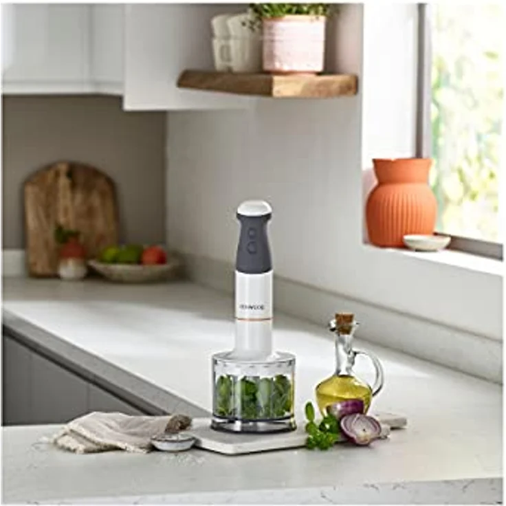 Kenwood HBM40.306WH Triblade XL Stabmixer, 850W, 2 Geschwindigkeiten,inkl. Schneebesen, Stampfer, Zerkleinerer-Aufsatz, Kunststoff, Edelstahl, weiß – Bild 3