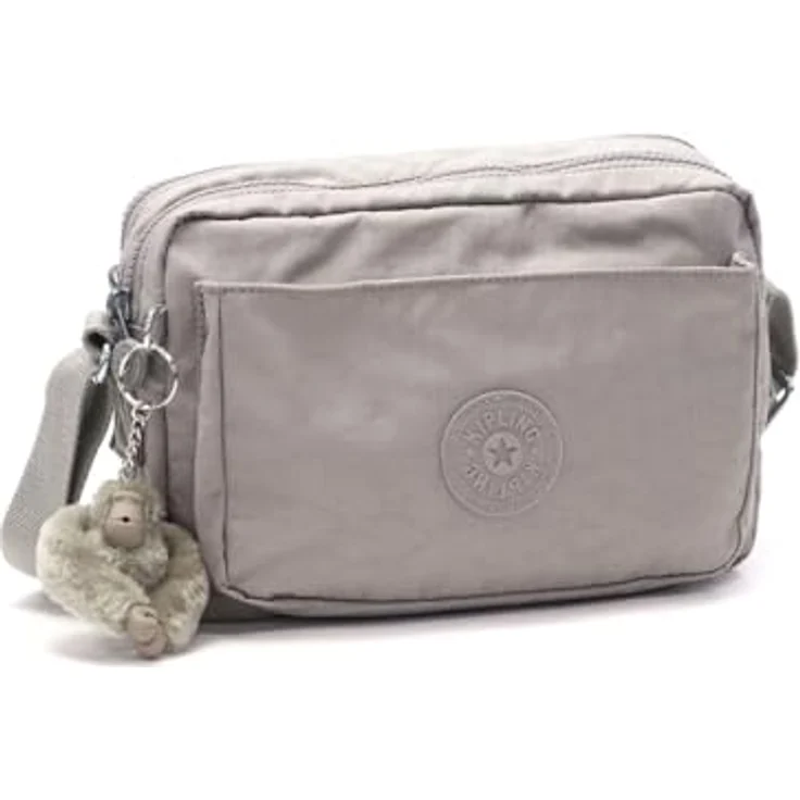 Kipling Basic Abanu M, Umhängetasche 24 cm aus robustem Material, grau mit verstellbarem Schultergurt und Seitentaschen – Bild 2