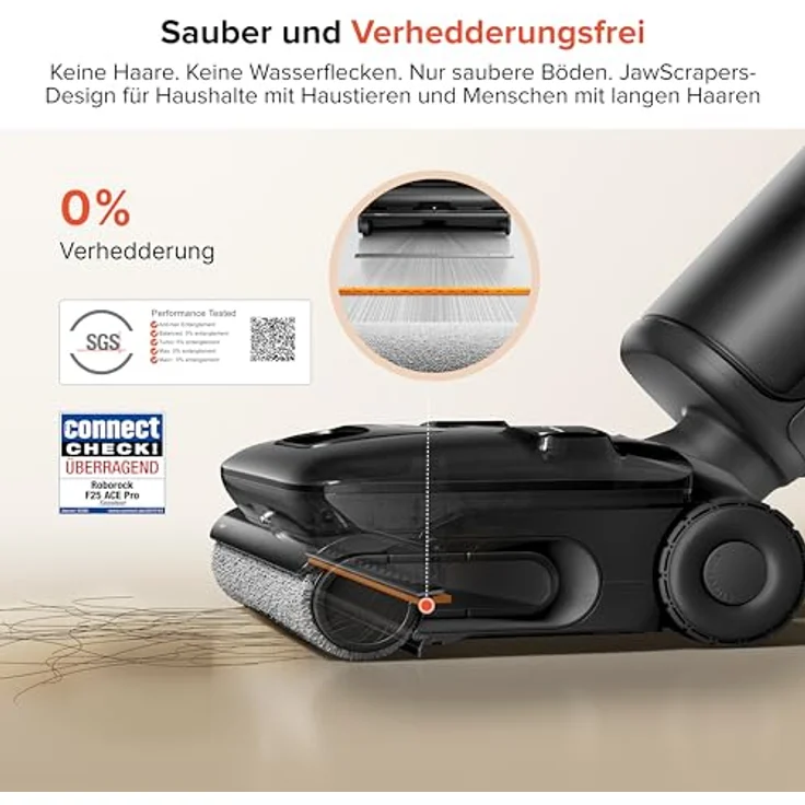 roborock F25 ACE Pro Nass-Trockensauger, 25000Pa Saugkraft, JetFoaming, Anti-Haar-Verwicklung, 180° Flach-Design, Heißwasser-Selbstreinigung und Heißlufttrocknung – Bild 2