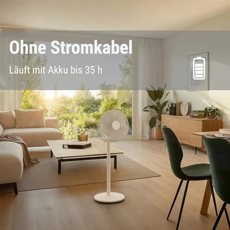 Stadler Form Finn mobile, Ventilator mit akkubetriebener frischer Brise, Weiss – Bild 2
