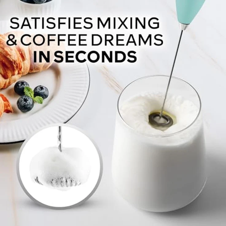 Zulay Kitchen Elektrischer Milchaufschäumer Stab, leistungsstarker Milchschäumer für Kaffee, Milch und Shakes, frische Minze, inkl. AA-Batterien – Bild 2