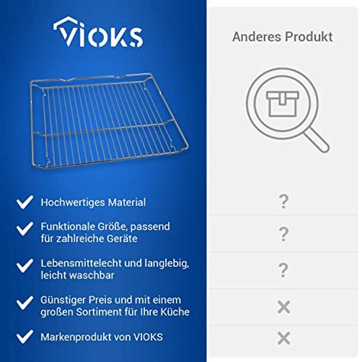 VIOKS Gitterrost für Backofen Ersatz Grillrost 455x375mm HEZ634000 für Bosch 00577170 & Grillrost Edelstahl Grillrost Backofen Rost Gitter für Ofen – Bild 5