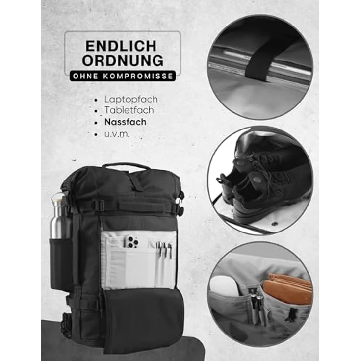 RUGSAK Explorer Reiserucksack Phantom Black – 18-Zoll Laptopfach, Handgepäck, Ergonomisch, Wasserabweisend, Alltag, Reise & Outdoor – Bild 7