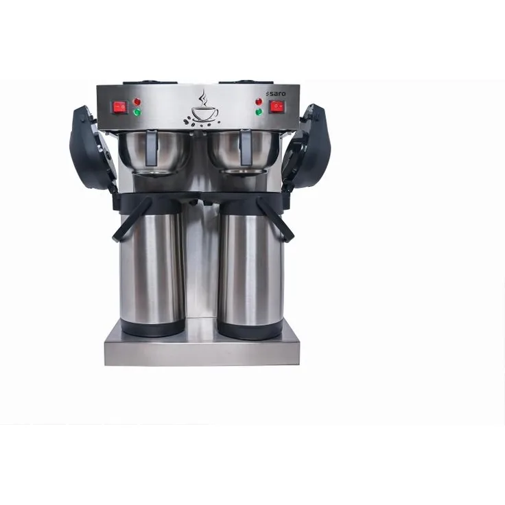 Saro Kaffeemaschine Thermo 48 ECO, Filterkaffeemaschine mit 2x 2,5 L Thermoskannen, 20 Tassen, Edelstahl, silber