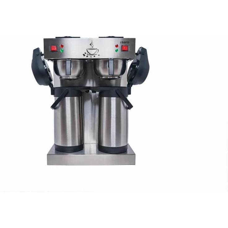 Saro Kaffeemaschine Thermo 48 ECO, Filterkaffeemaschine mit 2x 2,5 L Thermoskannen, 20 Tassen, Edelstahl, silber