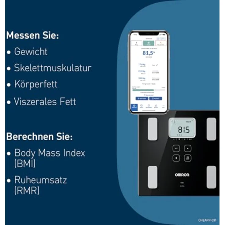 Omron Körper-Analyse-Waage VIVA HBF-222T-EBK – Bild 4
