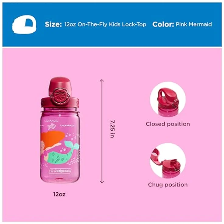 Nalgene OTF Kids Sustain, Kindertrinkflasche mit Einhanddruckverschluss, 0,35 L, BPA-frei, bruchfest – Bild 5
