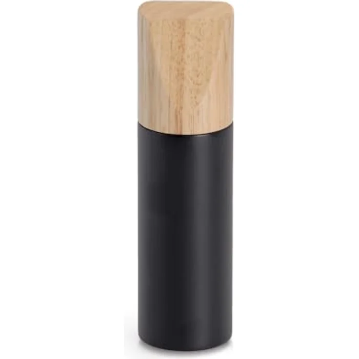 Zeller Present VASKA Gewürzmühle, Salz- und Pfeffermühle aus Gummiholz, ergonomisches Design, 18,2 cm, schwarz/weiß – Bild 1