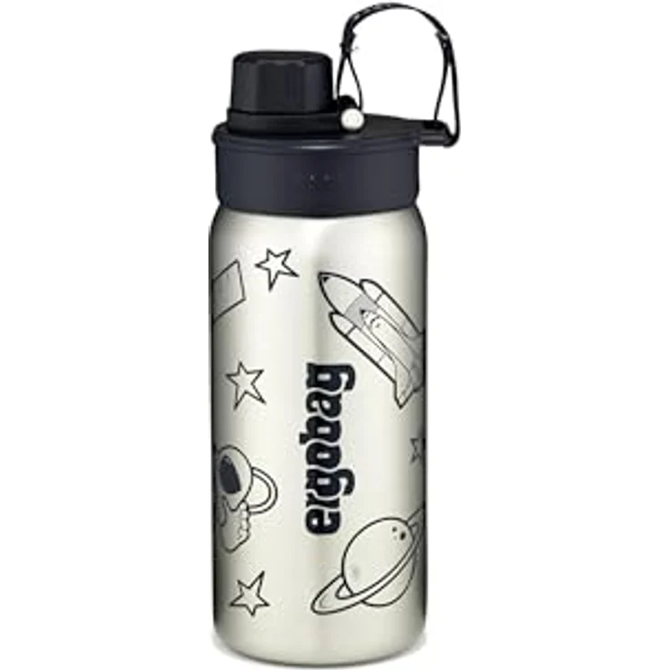 ergobag Edelstahl Trinkflasche, 0,5 Liter, geschmacks- und geruchsneutral, einfach zu reinigen – Bild 1