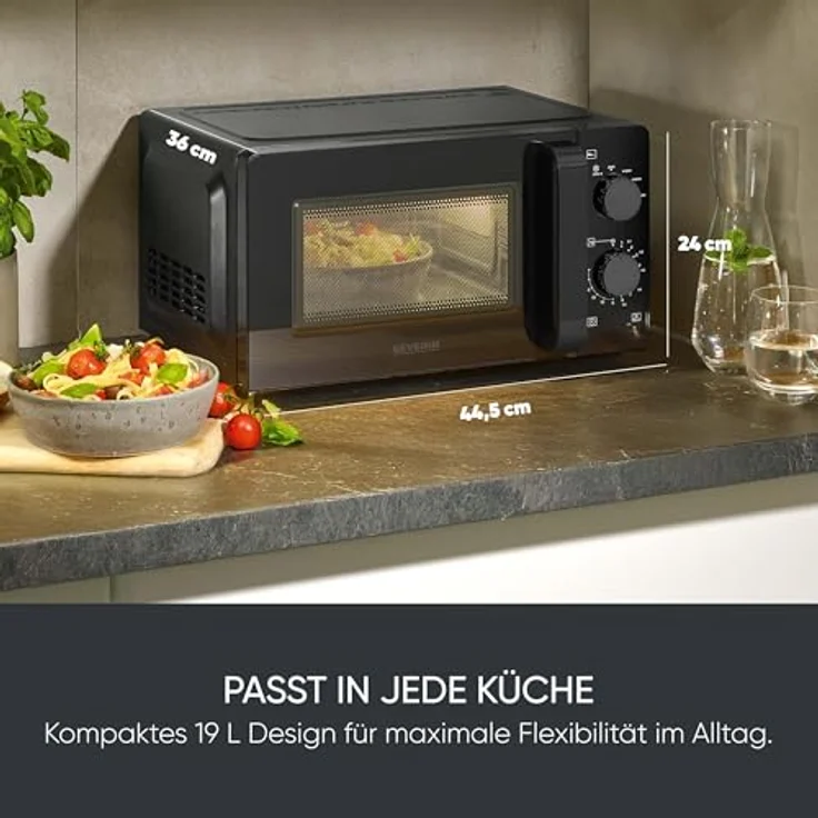 SEVERIN Mikrowelle Solo MW 9180, 19L Füllvolumen, 6 Leistungsstufen, praktische Auftau-Funktion, zeitloses Design – Bild 3