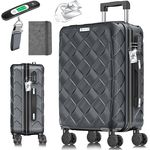 KESSER® Reisekoffer 120L ABS Hartschalenkoffer mit Zahlenschloss, Kofferwaage, 360° Rollen und Teleskopstange, Charcoal