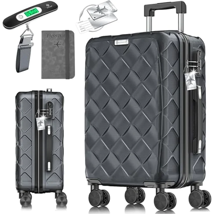 KESSER® Reisekoffer 120L ABS Hartschalenkoffer mit Zahlenschloss, Kofferwaage, 360° Rollen und Teleskopstange, Charcoal – Bild 1