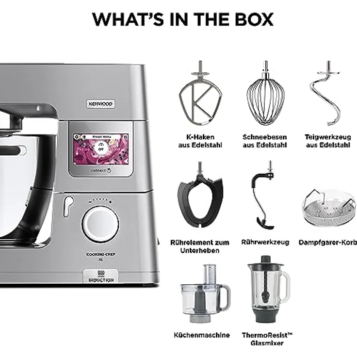 Kenwood KCL95.424SI Cooking Chef XL Titanium Küchenmaschine, 1500W, 6,7L Schüssel, silber, Serie: Titanium Chef XL – Bild 7
